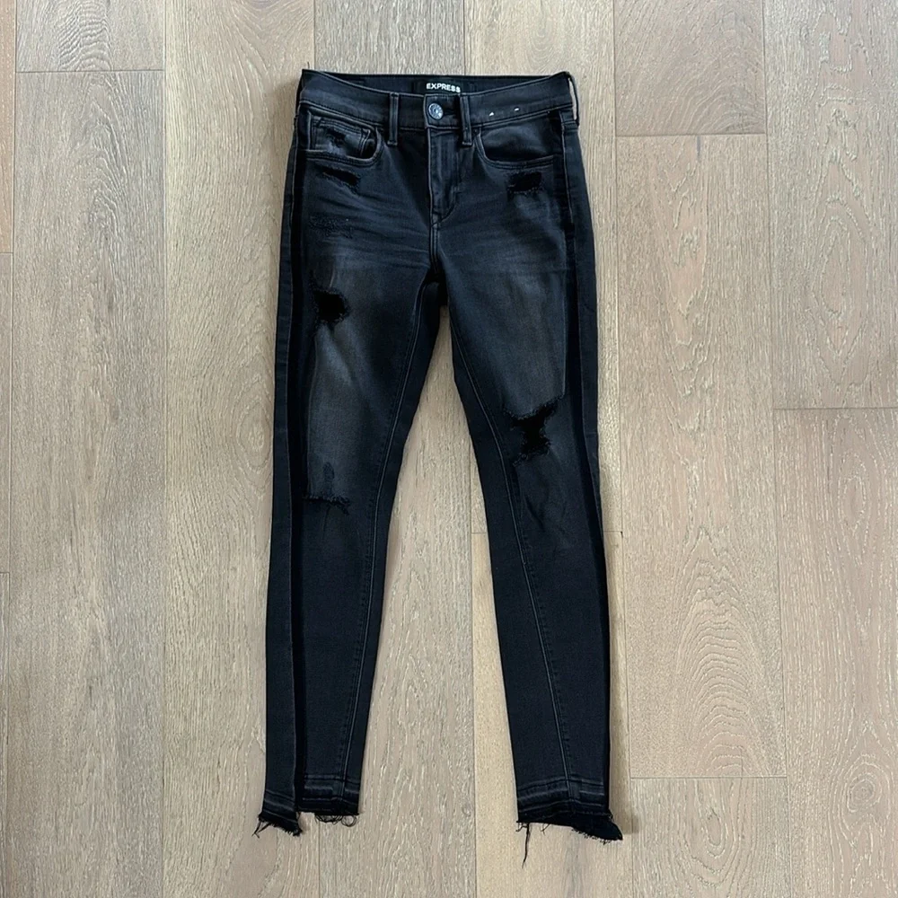 Express Ankle Legging Stretch Mid Rise Distressed Jeans